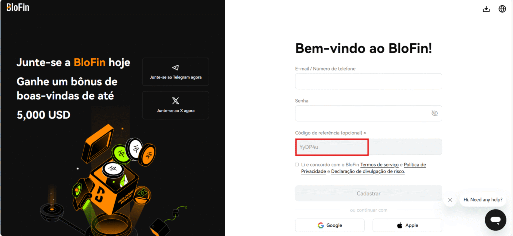 Login-código de referência Blofin