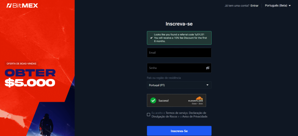 Código de Convite BitMEX