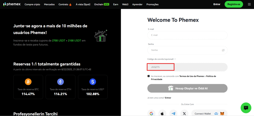 Código de Referência Phemex